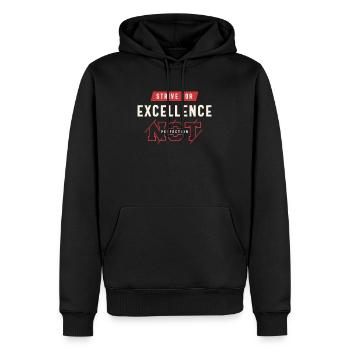 Strive for Excellence - Motivational Quote - Men’s Premium Organic Hoodie - black - Front - Nico (187cm)