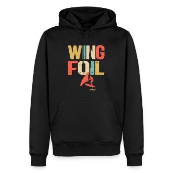 Wing Foil Evolution - Wing Foiling - Männer Premium Bio Hoodie - Schwarz - Vorne - Nico (187cm)