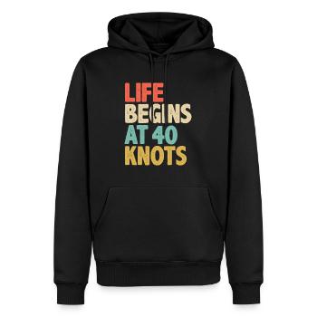 Das Leben beginnt bei 40 Knoten - Kitesurfen - Männer Premium Bio Hoodie - Schwarz - Vorne - Nico (187cm)
