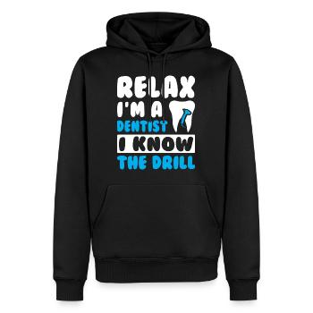 Détendez-vous Je suis dentiste - Sweat à capuche Premium bio Homme - noir - Devant - Nico (187cm)