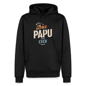 World's Best Papu Ever - Design für Papa & Opa - Männer Premium Bio Hoodie - Schwarz - Vorne - Nico (187cm)