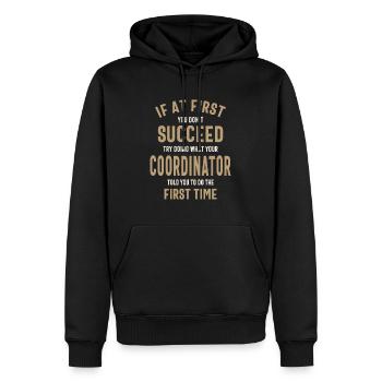 Écoutez votre coordinateur - Sweat à capuche Premium bio Homme - noir - Devant - Nico (187cm)