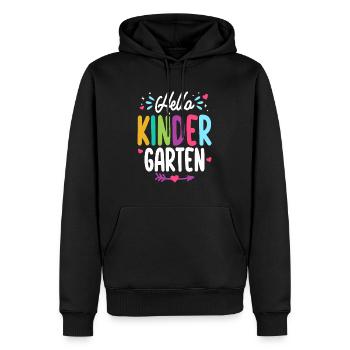 Bonjour Élève enseignant de la maternelle et de la rentrée scolaire - Sweat à capuche Premium bio Homme - noir - Devant - Nico (187cm)