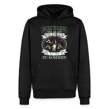 Wandern ist mein weg um zur ruhe zu kommen - Berge - Männer Premium Bio Hoodie - Schwarz - Vorne - Nico (187cm)