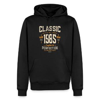 Classique 1985 Anniversaire 38 ans - Sweat à capuche Premium bio Homme - noir - Devant - Nico (187cm)