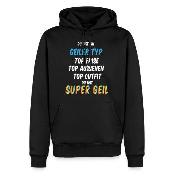 Super Geiler Typ - Männer Premium Bio Hoodie - Schwarz - Vorne - Nico (187cm)
