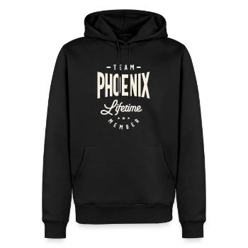 Team Phoenix Lifetime Member - Phoenix Name - Men’s Premium Organic Hoodie - black - Front - Nico (187cm)