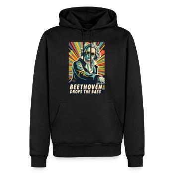 Beethoven Drops the Bass DJ - Männer Premium Bio Hoodie - Schwarz - Vorne - Nico (187cm)