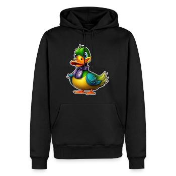 Drôle de canard coloré - Sweat à capuche Premium bio Homme - noir - Devant - Nico (187cm)
