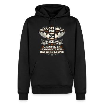 Als Gott mich vor 35 Jahren schuf 35 Geburtstag - Männer Premium Bio Hoodie - Schwarz - Vorne - Nico (187cm)