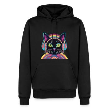 Chat Cosmic Groove - Sweat à capuche Premium bio Homme - noir - Devant - Nico (187cm)