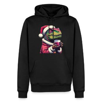 Raptor boit du vin chaud - Sweat à capuche Premium bio Homme - noir - Devant - Nico (187cm)