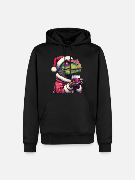 Raptor drinks mulled wine - Men’s Premium Organic Hoodie - black