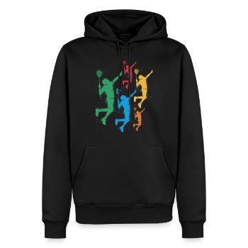 Joueur de badminton garçons Badminton enfants - Sweat à capuche Premium bio Homme - noir - Devant - Nico (187cm)