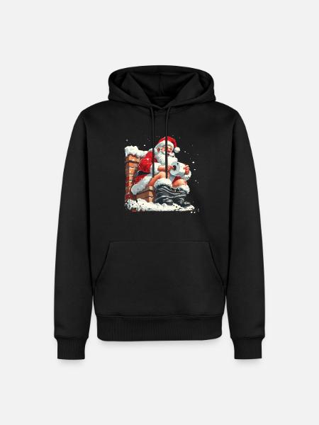 Julemanden sidder på skorstenstoilet - Herre Premium økologisk hoodie - sort