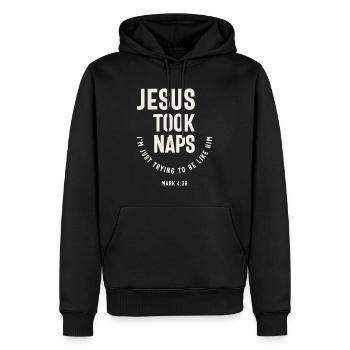 Following Jesus Example Mark 4:38 Quote - Men’s Premium Organic Hoodie - black - Front - Nico (187cm)