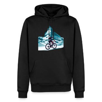 Matterhorn Radfahrer Rennrad Kunst - Männer Premium Bio Hoodie - Schwarz - Vorne - Nico (187cm)