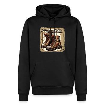 Old Hiking Boots Hiking Boots Outdoor Adventure - Men’s Premium Organic Hoodie - black - Front - Nico (187cm)