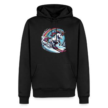 Ski Einhorn Ski Unicorn Arc-en-ciel Winter Magic - Sweat à capuche Premium bio Homme - noir - Devant - Nico (187cm)