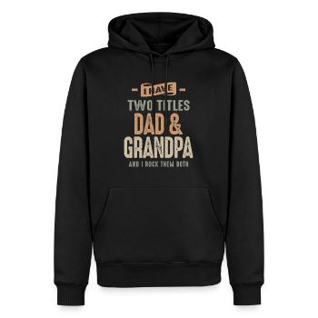 J’ai deux titres papa et grand-père drôle de grand-père - Sweat à capuche Premium bio Homme - noir - Devant - Nico (187cm)