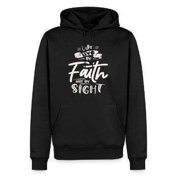 Vivre par la foi Citation chrétienne inspirante - Sweat à capuche Premium bio Homme - noir - Devant - Nico (187cm)