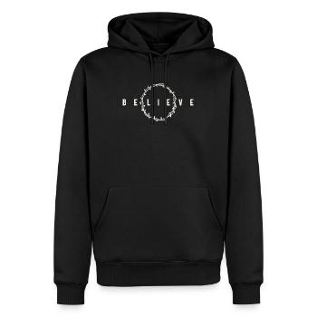 Glaube - Inspirierendes christliches Zitat - Männer Premium Bio Hoodie - Schwarz - Vorne - Nico (187cm)