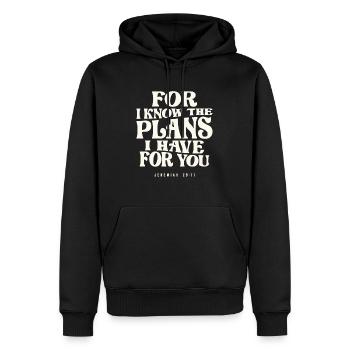 Jeremia 29:11 Göttliche Pläne warten auf uns - christlich - Männer Premium Bio Hoodie - Schwarz - Vorne - Nico (187cm)