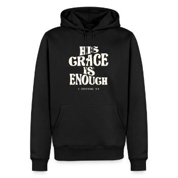 2 Corinthiens 12 :9 Sa grâce suffit - Chrétien - Sweat à capuche Premium bio Homme - noir - Devant - Nico (187cm)
