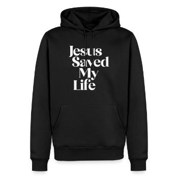 Jesus Saved My Life - Christian Quote - Men’s Premium Organic Hoodie - black - Front - Nico (187cm)