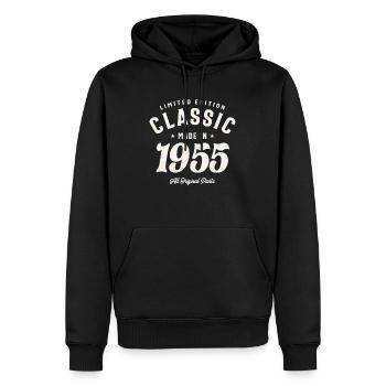 1955 69. Geburtstag Geschenke 69 Jahre alte Männer Frauen - Männer Premium Bio Hoodie - Schwarz - Vorne - Nico (187cm)