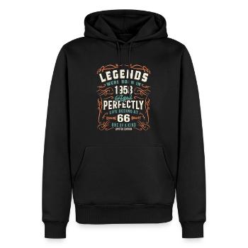 1958 66. Geburtstag Geschenke 66 Jahre alte Männer Frauen - Männer Premium Bio Hoodie - Schwarz - Vorne - Nico (187cm)
