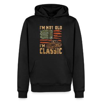 Je ne suis pas vieux, je suis drapeau classique américain drôle de voiture - Sweat à capuche Premium bio Homme - noir - Devant - Nico (187cm)