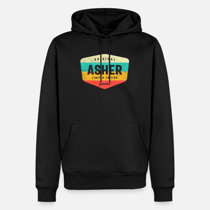 Asher Personalisierter Name - Asher - Männer Premium Bio Hoodie - Schwarz