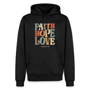 Faith Hope Love 1 Corinthians 13:13 Christian - Men’s Premium Organic Hoodie - black - Front - Nico (187cm)