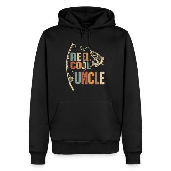 Reel Cool Uncle Funny Fishing - Lustiger Vatertag - Männer Premium Bio Hoodie - Schwarz - Vorne - Nico (187cm)