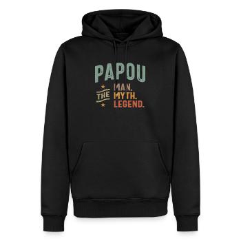 Papou The Man The Myth the Legend - Father's Day - Men’s Premium Organic Hoodie - black - Front - Nico (187cm)