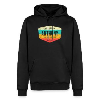 Anthony Personalisierter Name - Anthony - Männer Premium Bio Hoodie - Schwarz - Vorne - Nico (187cm)