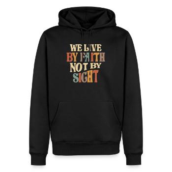 Vivre par la foi citation chrétienne inspirante - Sweat à capuche Premium bio Homme - noir - Devant - Nico (187cm)