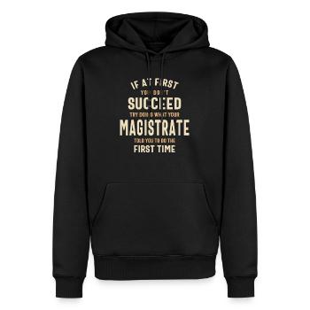 Sagesse du magistrat - Stratégie de réussite - Sweat à capuche Premium bio Homme - noir - Devant - Nico (187cm)
