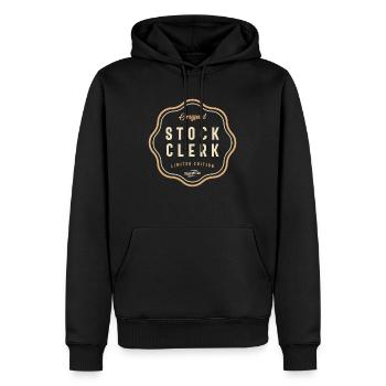 Commis aux stocks d’origine - Expertise en inventaire - Sweat à capuche Premium bio Homme - noir - Devant - Nico (187cm)