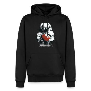 Astronaut hält Mars Planet in den Händen - Männer Premium Bio Hoodie - Schwarz - Vorne - Nico (187cm)