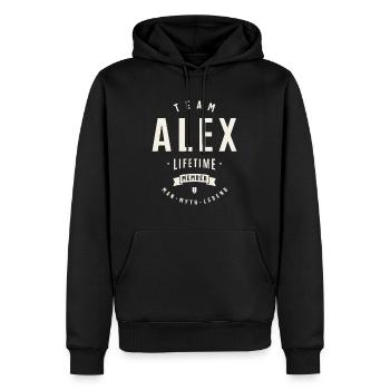 Team Alex Lifetime Member Funny Name Alex - Men’s Premium Organic Hoodie - black - Front - Nico (187cm)