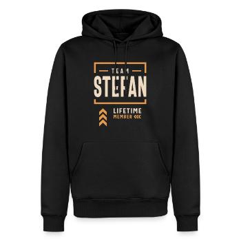 Team Stefan Lifetime Member Funny Name Stefan - Men’s Premium Organic Hoodie - black - Front - Nico (187cm)