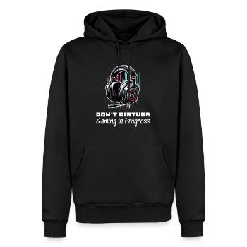 Gamer Shirt Don't disturb Gaming in Progress - Männer Premium Bio Hoodie - Schwarz - Vorne - Nico (187cm)