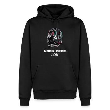 Noob Free Zone Gamer Sprüche Shirt - Männer Premium Bio Hoodie - Schwarz - Vorne - Nico (187cm)