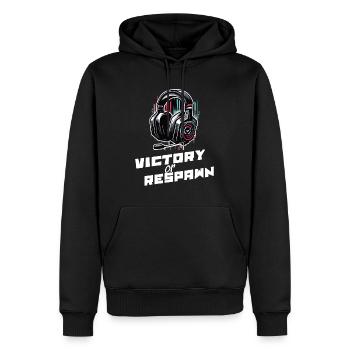 Victory or Respawn Gaming Sprüche Shirt - Männer Premium Bio Hoodie - Schwarz - Vorne - Nico (187cm)