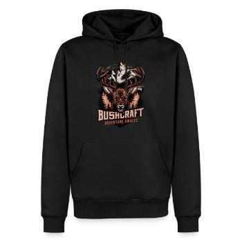 Bushcraft Adventure Awaits - Männer Premium Bio Hoodie - Schwarz - Vorne - Nico (187cm)