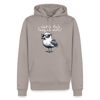 Watt’n Fisch fang ich heute Coole Möwe Spruch - Sweat à capuche Premium bio Homme - taupe - Devant - Nico (187cm)