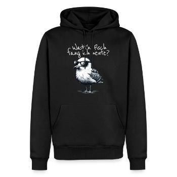Watt'n Fisch fang ich heute Coole Möwe Spruch - Männer Premium Bio Hoodie - Schwarz - Vorne - Nico (187cm)
