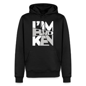 I'm Broken OK Typography Design - Men’s Premium Organic Hoodie - black - Front - Nico (187cm)